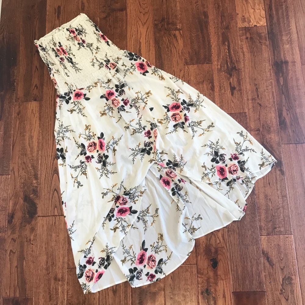 Beautiful White Floral High Low Tube Dress NWOT